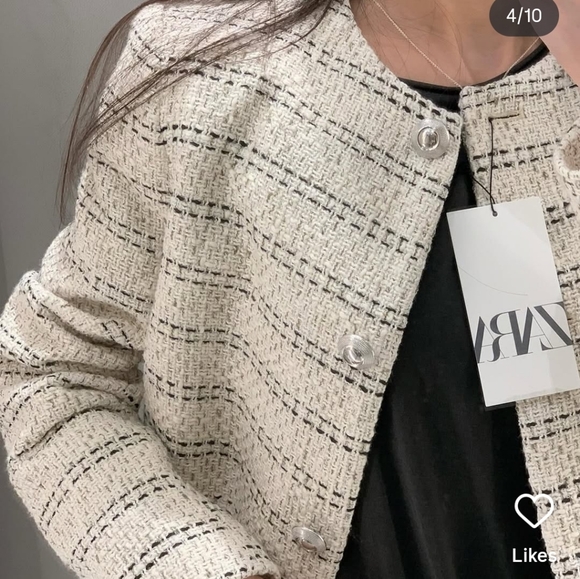 Zara Textured Tweed Blazer Size S - Picture 12 of 16